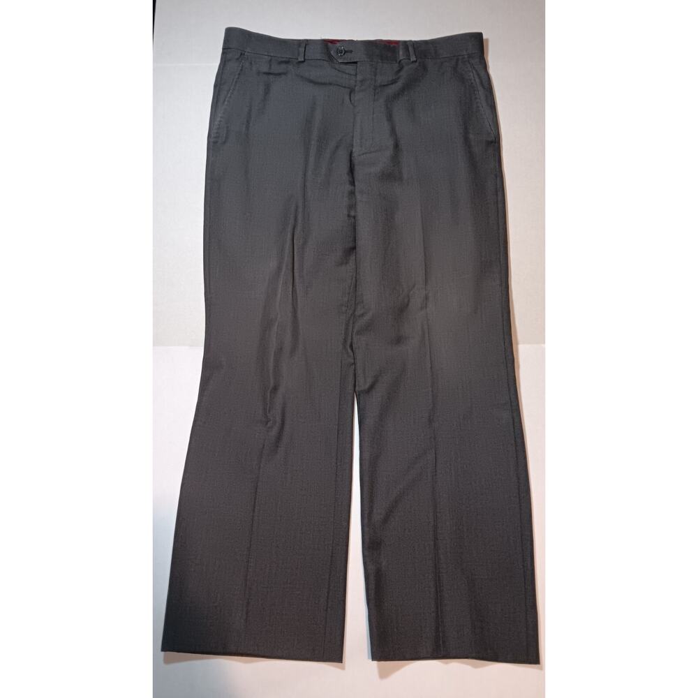 Gianni Uomo men’s charcoal gray dress pants in a sleek flat-front style. These s